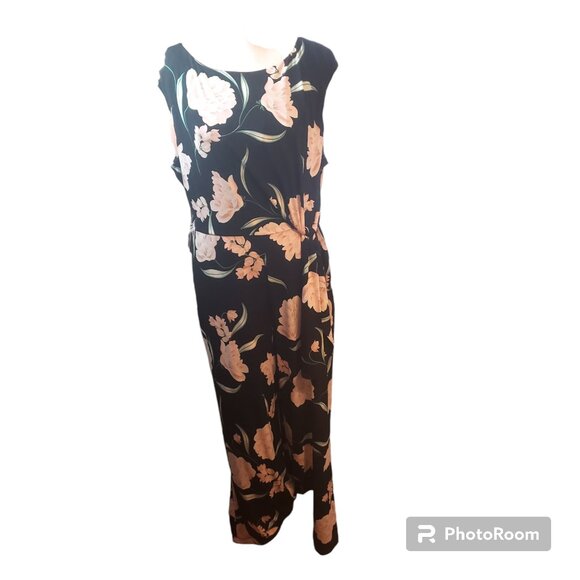 Jumpsuit Floral Black Peach Jessica Howard (PXL) - Picture 1 of 6